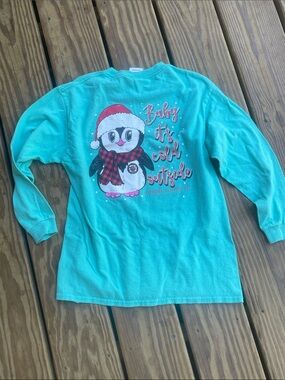 Simply Southern Penguin 'Baby It's Cold Outside' Long Sleeve Tee youth medium